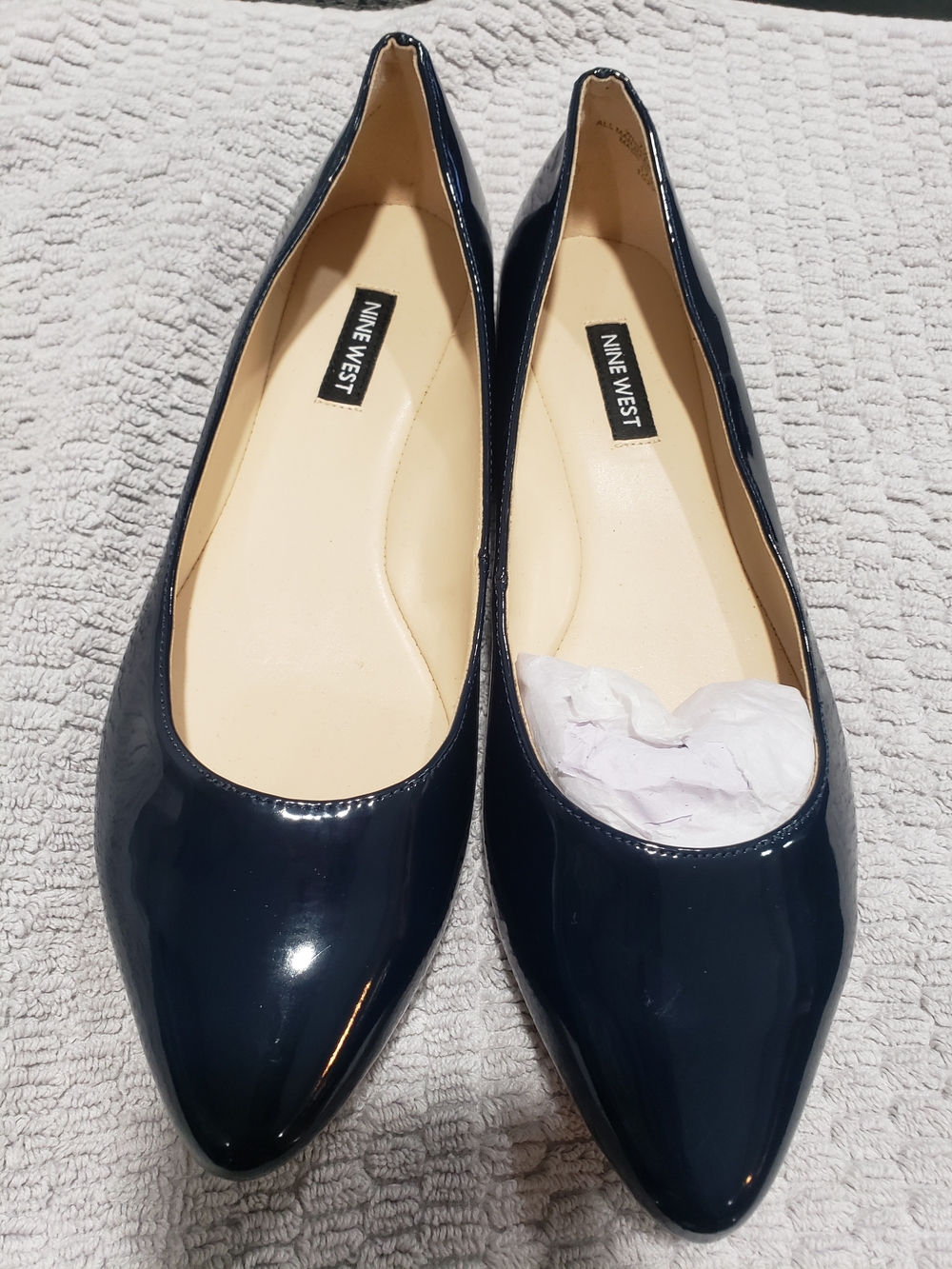 Nine West Navy Patent Pointed Toe Flats